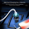 PD + QC3.0 Car 2 in 1 Square Fast Charger Car Cigarette Lighter (White)