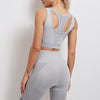 Women Sports Bra and Leggings Two-Piece Set Yoga Wear Fitness Set, Size: S(Gray)