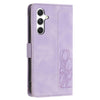 For Samsung Galaxy A26 5G Tulips Embossed Leather Phone Case with Lanyard(Purple)