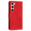 For Samsung Galaxy S23 5G Tulips Embossed Leather Phone Case with Lanyard(Red)