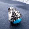 Europe and America Style Retro Gemstone Turquoise Men Titanium Steel Ring, Size: 10, Diameter: 19.9mm, Perimeter: 62.4mm(Blue)