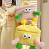 Cartoon Cute Plush Cosmetic Bag Large Capacity Travel Makeup Tools Handbag Storage Case(Blue)