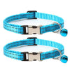 Reflective Cat Collar with Bell, 2 Pack, Sky Blue, XS (19-30cm)