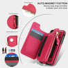 For iPhone SE 2022 / 2020 / 8 Double Flap Zipper RFID Leather Phone Case with Short Lanyard(Red)