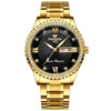 FNGEEN S888 Men Local Steel Strips Watch Luminous Quartz Watch(All Gold Black Surface)