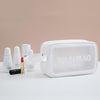 2 PCS Frosted Translucent Waterproof Storage Bag Cosmetic Bag Swimming Bag Wash Bag White M