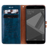 For Xiaomi Redmi 4X Business Style Oil Wax Texture Horizontal Flip Leather Case with Holder & Card Slots & Wallet(Blue)