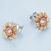 S925 Sterling Silver Plated Yellow Sunflower Stud Earrings