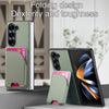 For Samsung Galaxy Z Fold6 Twill Fabric Leather Skin Card Bag Magnetic Back Phone Case(Green)