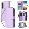 For Samsung Galaxy A14 Nine-card Slots Zipper Wallet Bag Leather Phone Case(Purple)