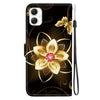 For Samsung Galaxy A05 Crystal Texture Colored Drawing Leather Phone Case(Gold Flower)