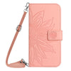 For Samsung Galaxy A26 5G Skin Feel Sun Flower Embossed Flip Leather Phone Case with Lanyard(Pink)