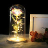 Simulation Roses Lights Glass Cover Decorations Crafts Valentines Day Gifts(Gold Foil Rose Blue)