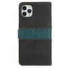 For iPhone 11 Pro Max Grid Stitching Leather Phone Case with Lanyard(Black)