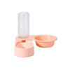 Rotating Pet Bowl Pink, Dog & Cat Feeder with Water Bottle