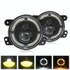 For Jeep Wrangler JK 2 Door 2007-2015 Y4 4 inch 1 Pair Light Guide Dual Lens Fog Light(Yellow White)