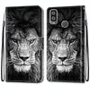 For Alcatel 1L (2021) Coloured Drawing Cross Texture Horizontal Flip PU Leather Case with Holder & Card Slots & Wallet & Lanyard(Black White Lion Head)