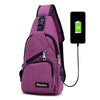 Dxyizu Multi-Function Portable Casual Canvas Chest Bag Outdoor Sports Shoulder Bag Waist Bag with External USB Charging Interface for Men / Women / Student, Random Logo Delivery(Purple)