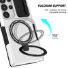 For Samsung Galaxy S24 Ultra 5G Sliding Camshield MagSafe Holder TPU Hybrid PC Phone Case(Black White)