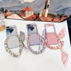 For Samsung Galaxy Z Flip6 5G Sparkling Diamond Rhombus PC Phone Case with Silk Scarf Bracelet(Purple)