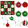 44pcs/set 3-6cm Christmas Ball Painted Pendant Electroplated Ball Ornaments, Color: Red Green White
