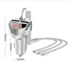 C68 LED Digital Display QC3.0 Fast Car Charger 3 in 1 with Spring Cable (Silver)