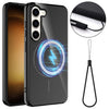For Samsung Galaxy S23+ 5G Glossy TPU Shockproof MagSafe Phone Case with Lanyard(Black)