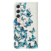 For Samsung Galaxy S25 5G Colored Drawing Marble Pattern Leather Phone Case(Little Blue Butterflies)