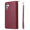 For Samsung Galaxy S25 5G 9-Card Slots Zipper Wallet Bag Leather Phone Case(Wine Red)