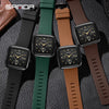 Sanda 1112 Square Six Hand Dial Electronic Quartz Watch(Green)