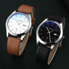 YAZOLE 560 Leather Strap Quartz Movement Waterproof Men Watch(White+Black)