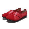 Women Leather Casual Loafers Anti-Slip Soft Sole Mom Shoes, Size: 41(Red)