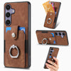 For Samsung Galaxy S25 Ultra 5G Retro Skin-feel Ring Card Wallet Phone Case(Brown)