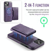 For iPhone 14 Plus DG.MING MAGKING-K2 Series MagSafe RFID Card Bag Detachable Phone Case(Purple)