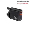 PD31 30W USB-C / Type-C + USB-A Charger with Type-C+8 Pin 2-in-1 Data Cable, UK Plug(Black)