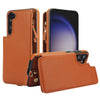 For Samsung Galaxy S23+ 5G Double Flap Zipper RFID Leather Phone Case with Short Lanyard(Brown)