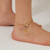 OPK GZ192 Simple Delicate Tassel Butterfly Flower Double Layers Stainless Steel Anklets(Gold)