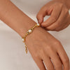 OPK GS1571 Simple Retro Pearl Chain Stainless Steel Gold Plated Bracelet(Gold)