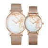 CAGARNY 6812 Round Dial Alloy Gold Case Fashion Couple Watch Men & Women Lover Quartz Watches with Stainless Steel Band