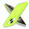 For iPhone 14 Plus Shockproof MagSafe Armor PC Hybrid TPU Phone Case(Fluorescent Green+Gray)