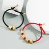 English Letter Beads Bracelet Brass Micro-inlaid Couple Red String Pull DIY Bracelet Jewelry, Style:Black Rope