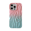 For iPhone 14 Pro Wrinkle Gradient Oily Feel TPU Phone Case(Pink Green)