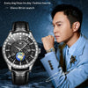 OLEVS 9967 Men Starry Sky Face Diamond Bezel Quartz Watch(Black Leather Strap)