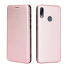 For Asus Zenfone Max (M2) ZB633KL Carbon Fiber Texture Horizontal Flip TPU + PC + PU Leather Case with Card Slot(Pink)