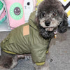 Thick Padded Dog Coat with Fur Collar - Green (S)