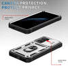 For Samsung Galaxy S25 5G Sliding Camshield TPU Hybrid PC Phone Case with Holder(White+Black)