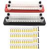 CP-3115 1 Pair 150A 12-48V RV Yacht Double-row 12-way Busbar with 56pcs Terminals