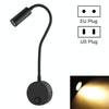 3W Flexible Goose Neck Warm White LED Reading Lamp Light , 160 LM 3000-3200K Hose Spotlight Lamp Wall Mount Light Wall Sconce Lamp, Got the CE / FCC Certification, Goose Neck Length: 30cm, US/EU Plug, Default Delivery US Plug