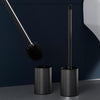 Bathroom Stainless Steel Base Leak-Proof Toilet Brush Set, Color: Flocked Primary Color Long Rod