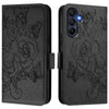 For Samsung Galaxy A26 Embossed Rose RFID Anti-theft Leather Phone Case(Black)